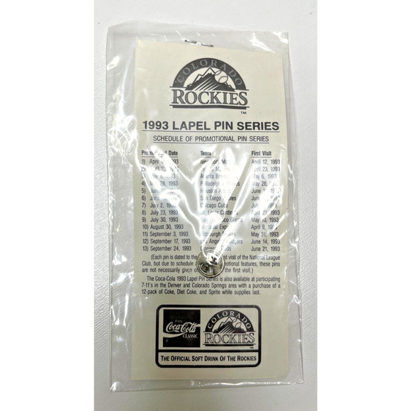 Colorado Rockies 1993 Lapel Pin #4 Phillies Inaugural Season Coca Cola Series - Picture 3 of 3